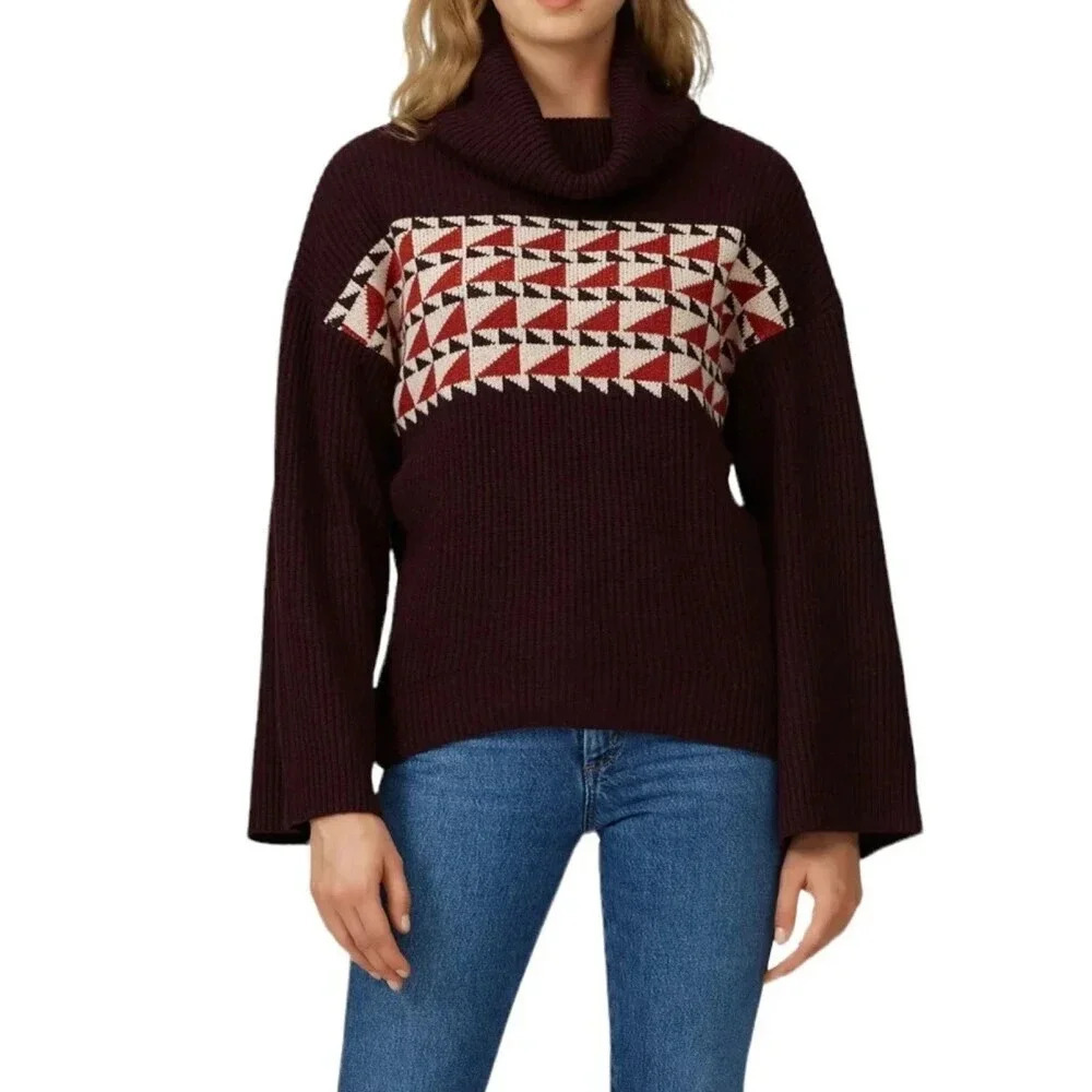Charli Burgundy Cowl Neck Lisa Sweater M